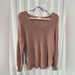 Debut Women's V-Neck Sweater - Dusty Pink